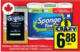 Food Basics Sponge Towels Ultra Paper Towels / Scotties Facial Tissue offer