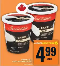 Food Basics Irresistible Greek or Skyr Yogurt offer