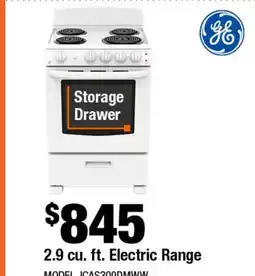 Home Depot 2.9 cu. ft. electric range offer