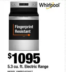 Home Depot 5.3 cu. ft. electric range offer