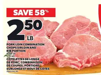 Independent City Market PORK LOIN COMBINATION CHOPS SIRLOIN AND RIB PORTION offer