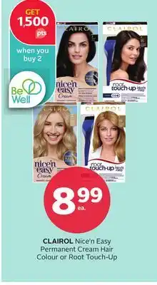 Rexall CLAIROL Nice'n Easy Permanent Cream Hair Colour or Root Touch-Up offer