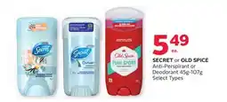 Rexall SECRET or OLD SPICE Anti-Perspirant or Deodorant offer
