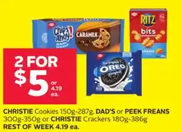 Rexall CHRISTIE Cookies 150g-287g, DAD'S or PEEK FREANS 300g-350g or CHRISTIE Crackers 180g-386g offer