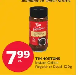 Rexall TIM HORTONS Instant Coffee Regular or Decaf offer