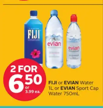 Rexall FIJI or EVIAN Water 1L or EVIAN Sport Cap Water 750mL offer