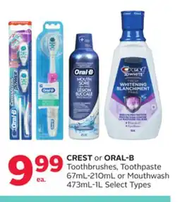 Rexall CREST or ORAL-B Toothbrushes, Toothpaste 67mL-210mL or Mouthwash 473mL-1L offer