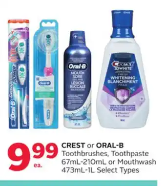 Rexall CREST or ORAL-B Toothbrushes, Toothpaste 67mL-210mL or Mouthwash 473mL-1L offer
