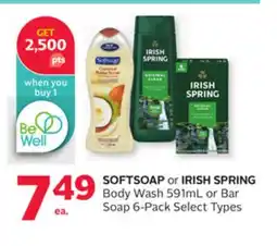 Rexall SOFTSOAP or IRISH SPRING Body Wash 591mL or Bar Soap 6-Pack offer