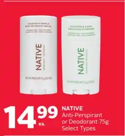 Rexall NATIVE Anti-Perspirant or Deodorant offer