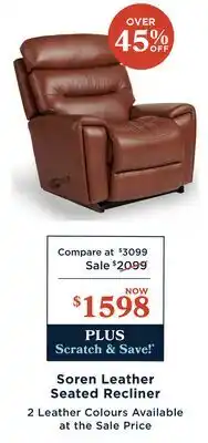 La Z Boy Soren Leather Seated Recliner offer