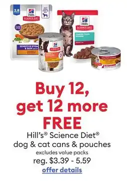 Petsmart Hill's Science Diet dog & cat cans & pouches offer