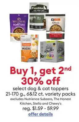 Petsmart select dog & cat toppers offer