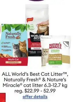 Petsmart ALL World's Best Cat Litter , Naturally Fresh & Nature's Miracle cat litter offer