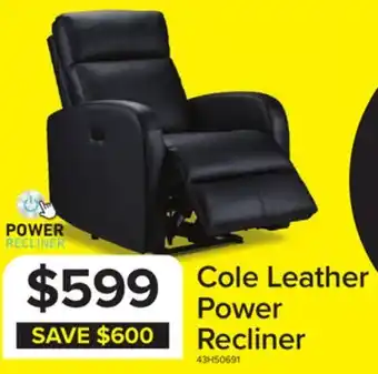 Leon's Cole Leather Power Recliner - Black offer