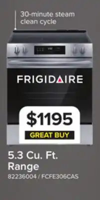 Leon's Frigidaire Stainless Steel 30 Front Control Electric Range (5.3 Cu.Ft) - FCFE306CAS offer