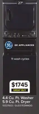 Leon's GE Diamond Grey Electric Laundry Centre - GUD37ESMMDG offer