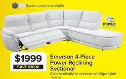 Leon's Emerson 4-Piece Power Reclining Sectional with Right Facing Chaise - Light Grey offer