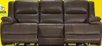 Leon's Allie Leather Dual Power Reclining Sofa - Mocha offer
