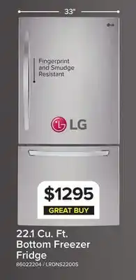 Leon's LG 30 22.1 Cu. Ft. Stainless Steel Bottom-Freezer Refrigerator - LRDNS2200S offer