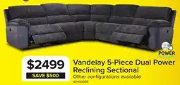 Leon's Vandelay 5-Piece Dual Power Reclining Sectional - Blue offer