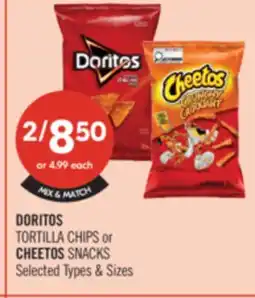 Shoppers Drug Mart DORITOS TORTILLA CHIPS or CHEETOS SNACKS offer
