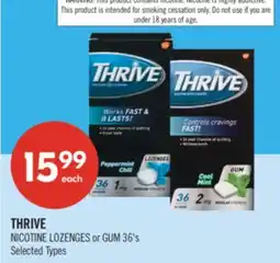 Shoppers Drug Mart THRIVE NICOTINE LOZENGES or GUM 36's offer