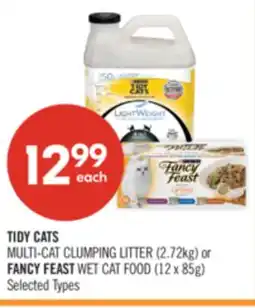 Shoppers Drug Mart TIDY CATS MULTI-CAT CLUMPING LITTER (2.72kg) or FANCY FEAST WET CAT FOOD (12 x 85g) offer