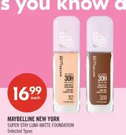 Shoppers Drug Mart MAYBELLINE NEW YORK SUPER STAY LUMI-MATTE FOUNDATION offer
