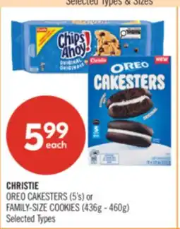 Shoppers Drug Mart CHRISTIE OREO CAKESTERS (5's) or FAMILY-SHE COOKIES (436g - 460g) offer