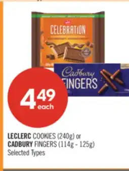 Shoppers Drug Mart LECLERC COOKIES, (240G) OR CADBURY FINGERS, (114G - 125G) offer