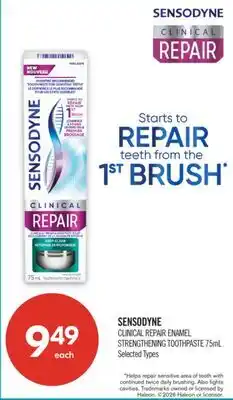 Shoppers Drug Mart SENSODYNE CLINICAL REPAIR ENAMEL STRENGTHENING TOOTHPASTE offer