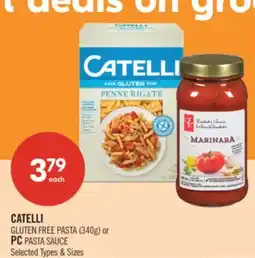 Shoppers Drug Mart CATELLI GLUTEN FREE PASTA (340g) or PC PASTA SAUCE offer