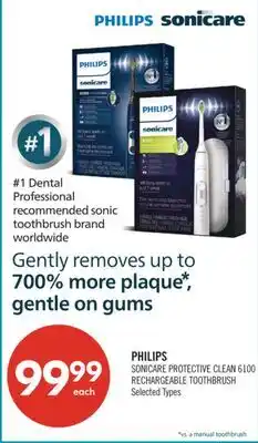Shoppers Drug Mart PHILIPS SONICARE PROTECTIVE CLEAN 6100 RECHARGEABLE TOOTHBRUSH offer