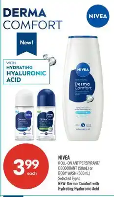 Shoppers Drug Mart NIVEA ROLL-ON ANTIPERSPIRANT/ DEODORANT (50mL) or BODY WASH (500mL) offer
