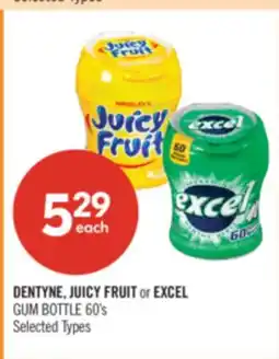 Shoppers Drug Mart DENTYNE, JUICY FRUIT or EXCEL GUM BOTTLE 60's offer