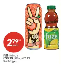 Shoppers Drug Mart FUZE (500mL) or PEACE TEA (695mL) ICED TEA offer