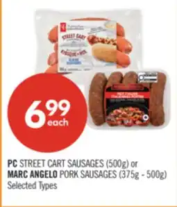 Shoppers Drug Mart PC STREET CART SAUSAGES (500g) or MARC ANGELO PORK SAUSAGES (375g - 500g) offer