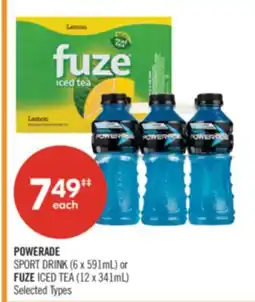 Shoppers Drug Mart POWERADE SPORT DRINK (6 x 591mL) or FUZE ICED TEA (12 x 341mL) offer