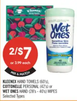 Shoppers Drug Mart KLEENEX HAND TOWELS (60's), COTTONELLE PERSONAL (42's) or WET ONES HAND (28's - 40's) WIPES offer