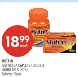 Shoppers Drug Mart MOTRIN IBUPROFEN CAPLETS (150's) or LIQUID GELS (60's) offer