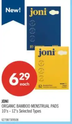 Shoppers Drug Mart JONI ORGANIC BAMBOO MENSTRUAL PADS offer