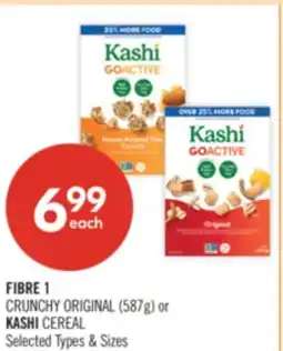 Shoppers Drug Mart FIBRE 1 CRUNCHY ORIGINAL (587 g) or KASHI CEREAL offer