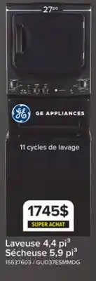 Leon's GE Buanderie superposée électrique gris diamant GUD37ESMMDG offer