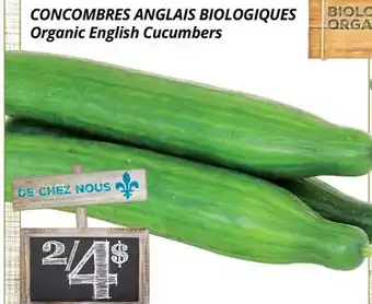 Supermarché PA CONCOMBRES ANGLAIS BIOLOGIQUES | Organic English Cucumbers offer