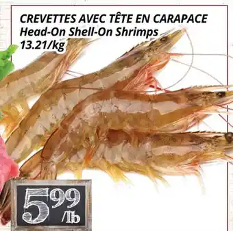 Supermarché PA CREVETTES AVEC TÊTE EN CARAPACE | Head-On Shell-On Shrimps offer
