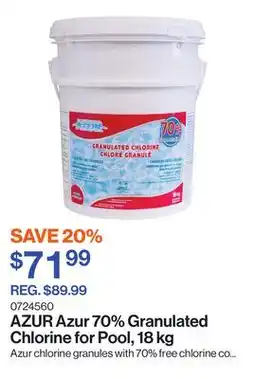 Patrick Morin Azur 70% Granulated Chlorine for Pool offer