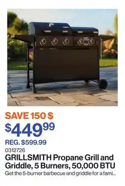 Patrick Morin Propane Grill and Griddle, 5 Burners, 50,000 BTU offer