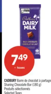 Pharmaprix CADBURY Sharing Chocolate Bar offer