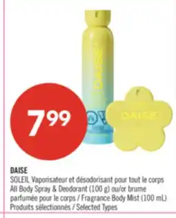 Pharmaprix DAISE SOLEIL All Body Spray & Deodorant (100 g) or Fragrance Body Mist (100 mL) offer